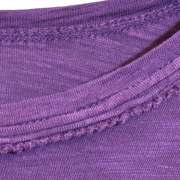 We The Free waffle knit top Purple boxy bohemian distressed short sleeve Size L - Picture 5 of 6